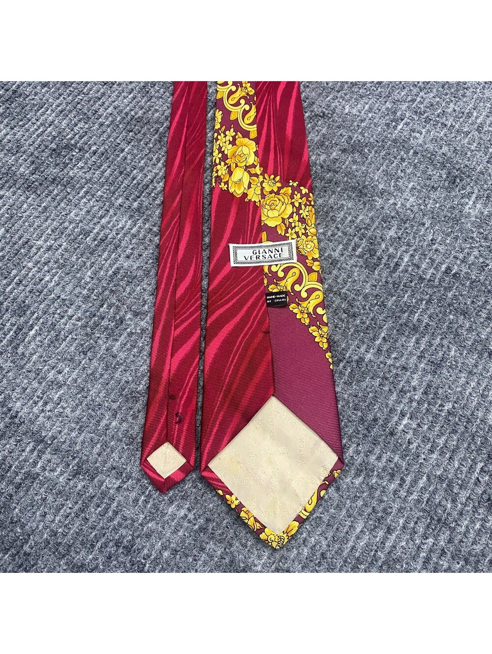 Gianni Versace Vintage Foral Abstract Tie Hand Made In Spain Silk Necktie *READ - Picture 3 of 13